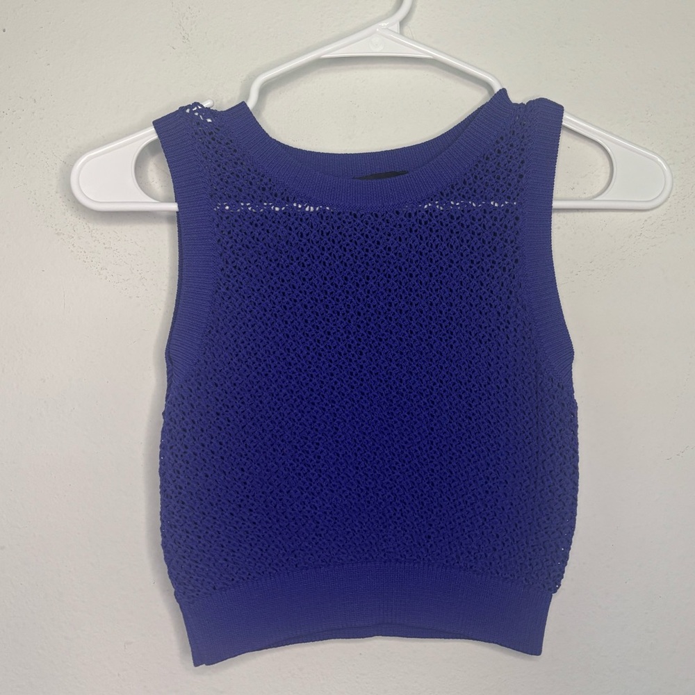 BEBE ELECTRIC BLUE KNITTED CREWNECK SWEATER SZ SMALL